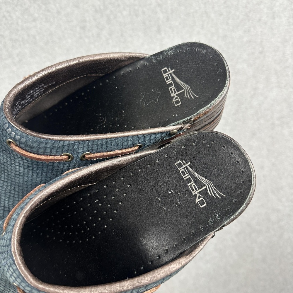 Dansko Shoes Womens Size 9.5 Blue Leather Tassel Clog Mule Slip On 178555378 - Picture 4 of 13